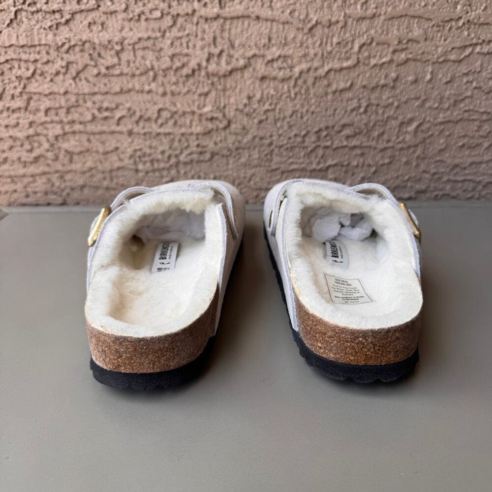 NEW Birkenstock Boston Shearling Clogs Slip On Womens 38EU / 7US Antique White - Picture 4 of 13